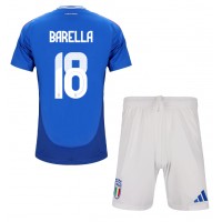 Italien Nicolo Barella #18 Hemmadräkt Barn EM 2024 Kortärmad (+ Korta byxor)